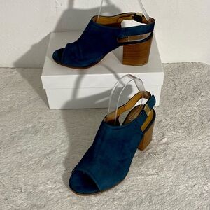 Alberto Fermani Ancona Blue Suede Slingback Sandals Size 37 EU